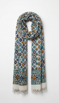 White Ajrakh Handblock Dupatta